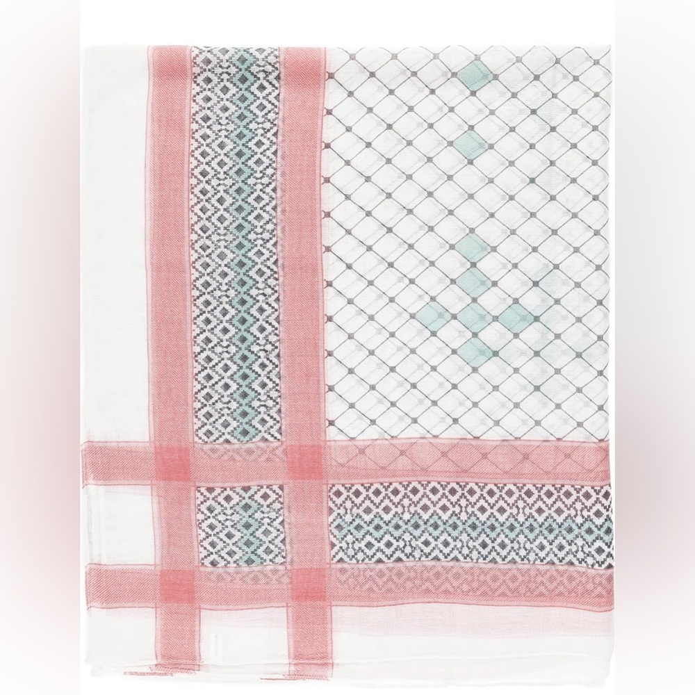 Melifluos Pink, Black & White Large Geometric Scarf SKU 226